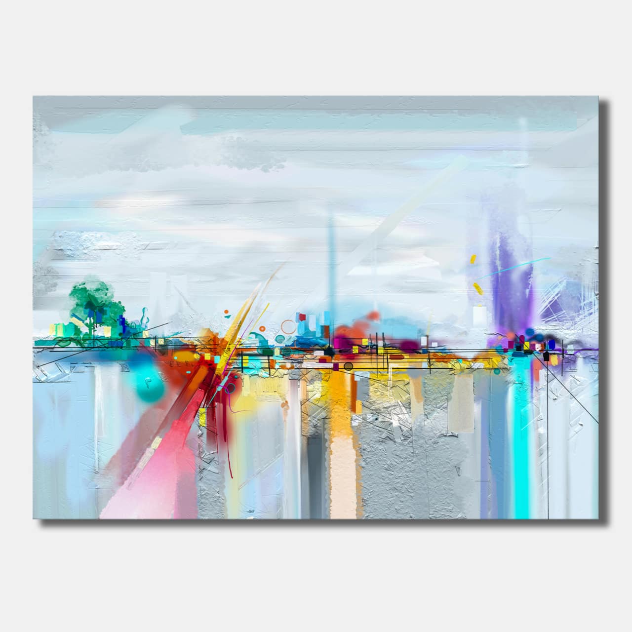 Designart - Abstract Colorful Seascape II - Modern & Contemporary Canvas Wall Art Print